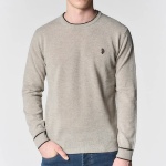 Pull en laine Us Polo Assn homme gris beige