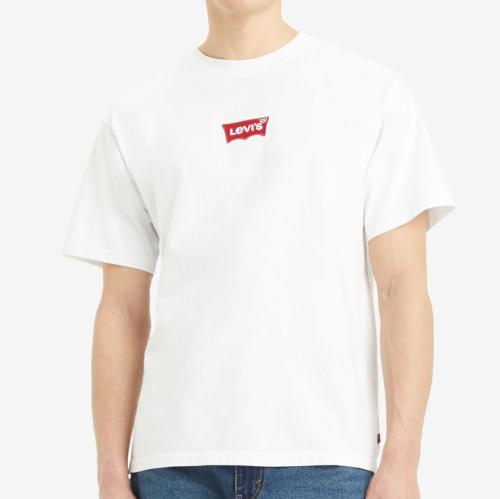 T Shirt blanc Levi's badge batwing rouge