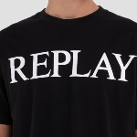 T Shirt Replay Jeans noir logo blanc