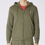 Veste Sweat zippé capuche Us Polo Assn kaki