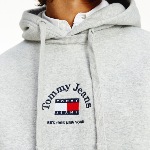 Sweat à capuche Tommy Hilfiger Jeans Timeless gris 