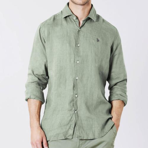 Chemise en lin vert Us Polo Assn