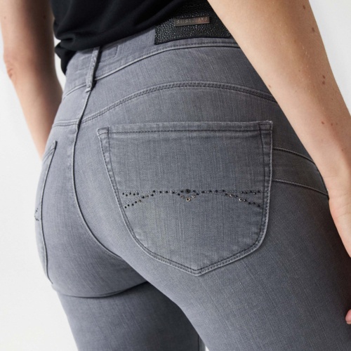Jeans Salsa Secret gris skinny taille mi haute