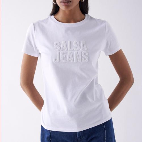 Tee Shirt Salsa Jeans femme en coton blanc