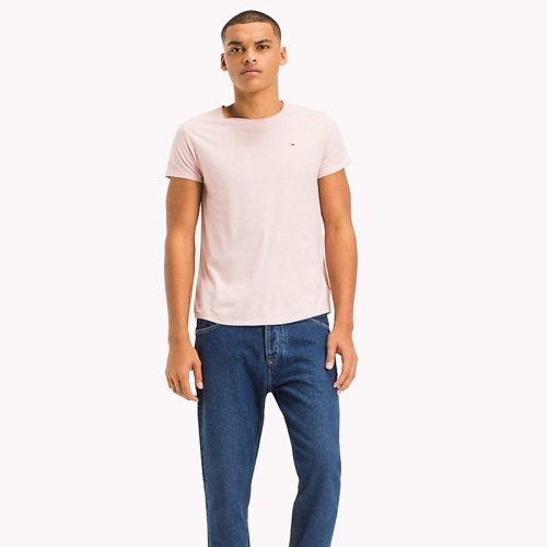 T Shirt homme Tommy Hilfiger Jeans homme rose chiné