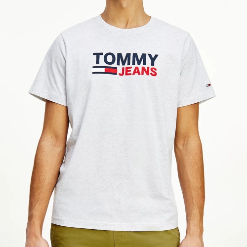 T Shirt Tommy Jeans gris grand logo