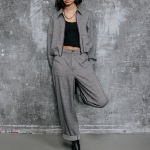 Pantalon large femme Freeman T Porter Naya Dalton gris