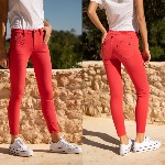 Pantalon 7/8 éme taille haute femme Freeman T Porter Alexa Cropped rouge