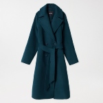 Manteau long femme Salsa en drap de laine vert foncé