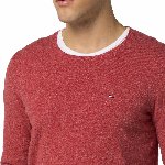 Pull Tommy Hilfiger homme modèle Ethan rouge chiné col rond