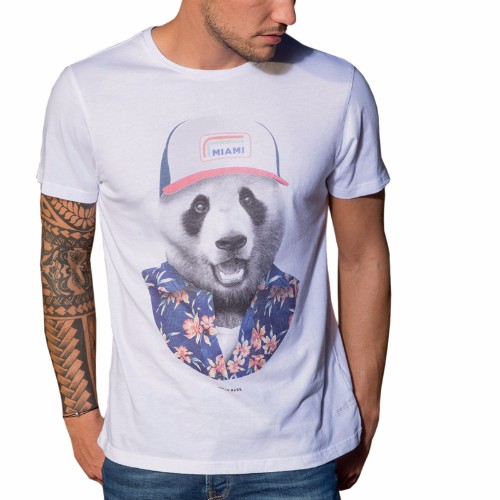 T-Shirt Japan Rags modèle Pandom en coton blanc logo panda