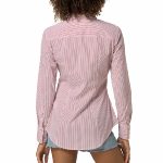 Chemise femme Tommy Hilfiger en coton stretch blanc rayé rouge coupe regular cintrée