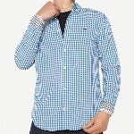 Chemise Tommy Hilfiger homme en coton vichy bleu regatta