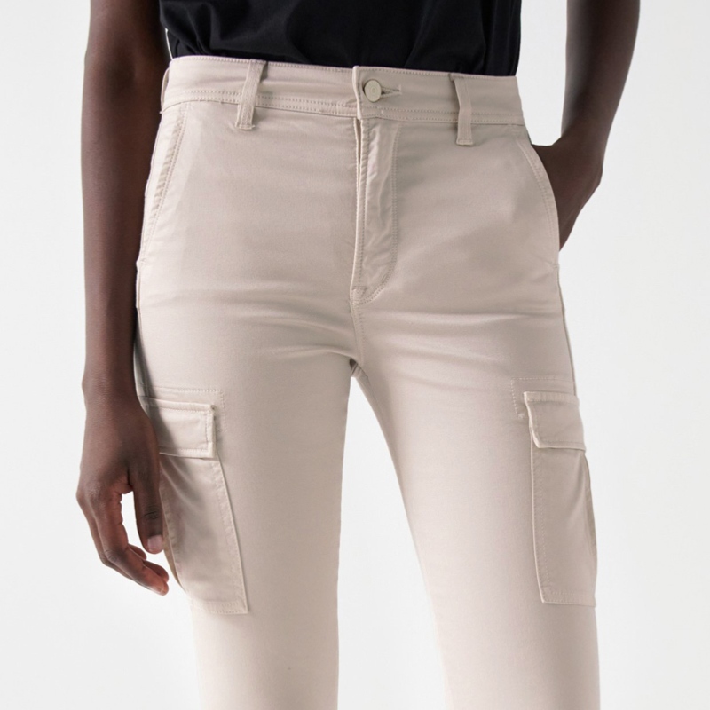 Pantalon Cargo Femme Beige Clair