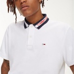 Polo blanc Tommy Hilfiger Jeans homme col marine avec logo