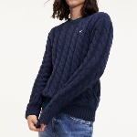 Pull Tommy Hilfiger en maille torsadée bleu marine