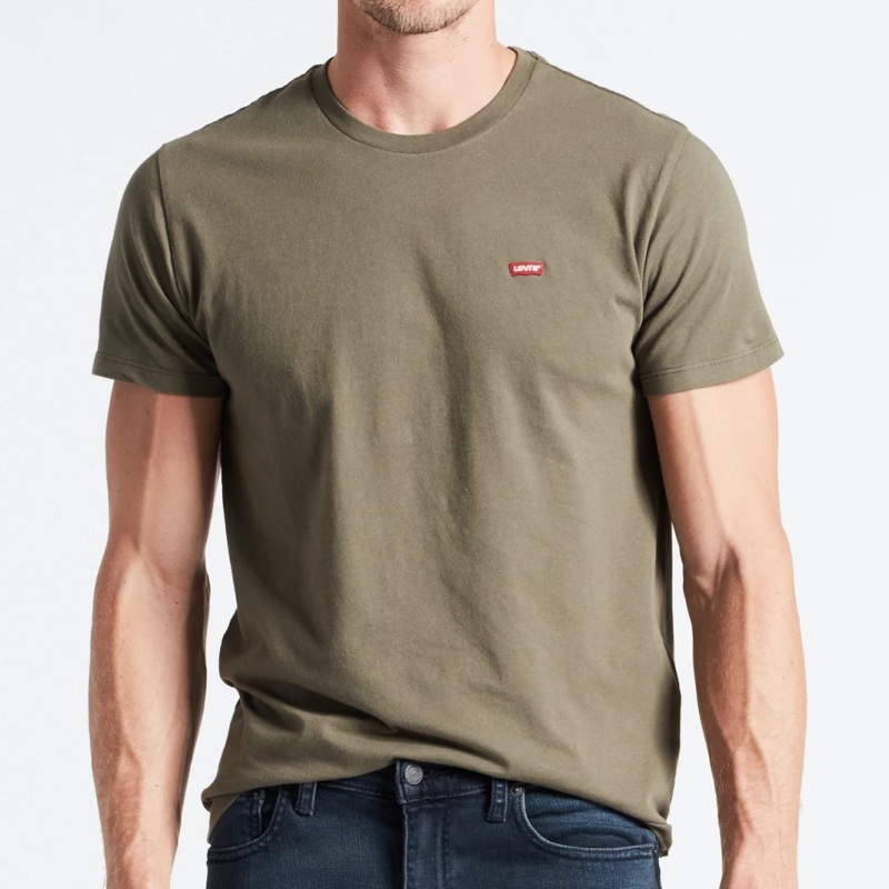 T Shirt Levi's homme Original Tee kaki logo brodé