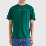 T Shirt Tommy Jeans vert avec logo brodé