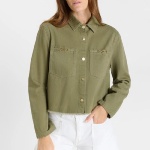 Veste en jeans kaki Le Temps des Cerises Manuela