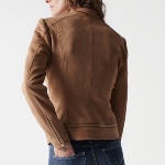 Veste en en suédine beige Salsa femme