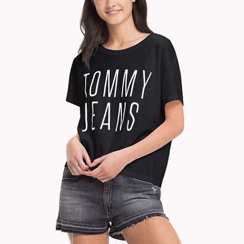 T Shirt cropped femme Tommy Jeans noir