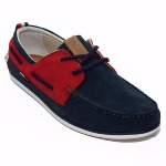 Chaussures bateau Tommy Hilfiger Miles en cuir bleu marine et rouge