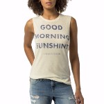 Débardeur femme Tommy Hilfiger en lin ecru logo good morning sunshine