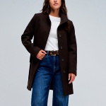 Manteau en drap de laine marron Salsa femme