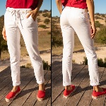 Pantalon city Freeman T Porter femme Lisea Hemp en chanvre blanc