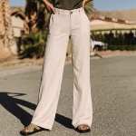 Pantalon large Freeman T Porter femme Agatha en lin beige