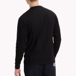 T Shirt Tommy Hilfiger Jeans noir à manches longues avec logo brodé
