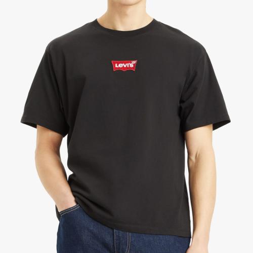 T Shirt noir Levi's badge batwing rouge