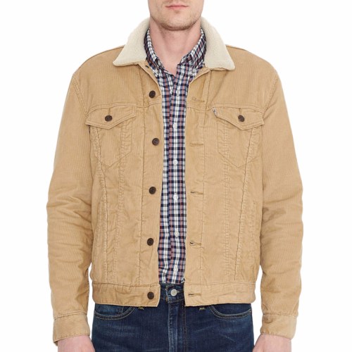 Blouson en toile beige doublée Levi's ® pour homme modèle Sherpa Trucker