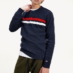 Pull Tommy Hilfiger Jeans  homme Block Stripe bleu marine