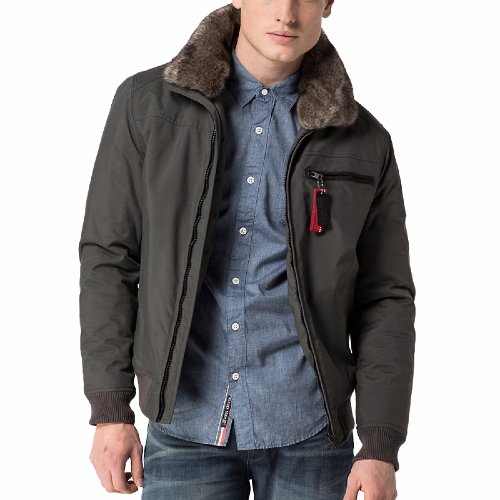 Blouson Tommy Hilfiger homme modèle Donovan Bomber gris raven