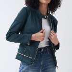 Veste en en suédine verte Salsa femme