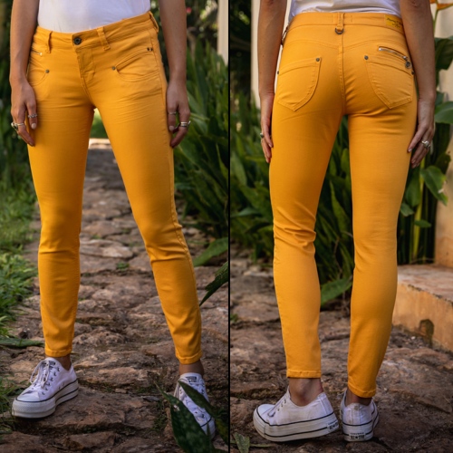 Jean 7/8 éme femme Freeman T Porter Alexa Cropped jaune