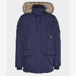 Parka Tommy Jeans homme bleu marine avec col fourrure