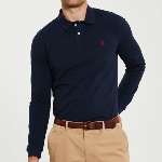 Polo manches longues Us Polo Assn bleu marine