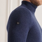 Pull col roulé Superdry homme en laine d'agneau bleu marine