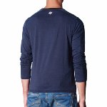 T-Shirt manches longues Japan Rags modèle Harbor en coton bleu marine
