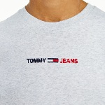 T Shirt Tommy Jeans gris avec logo brodé