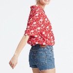 Top chemisier femme Levis rouge motifs fleurs