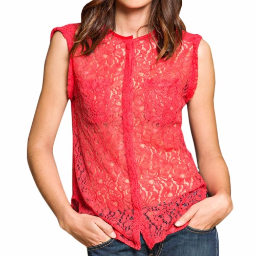 Chemise femme Le Temps des Cerises en dentelle rouge modèle Shane