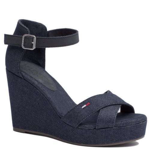 Chaussures compensées Tommy Hilfiger femme modèle Lively bleu marine