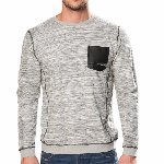 Pull Japan Rags homme modèle Spur coton gris chiné