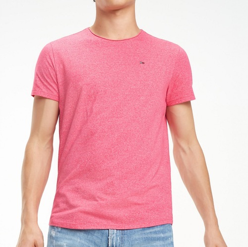 T Shirt homme Tommy Hilfiger Jeans en coton rose fushia chiné
