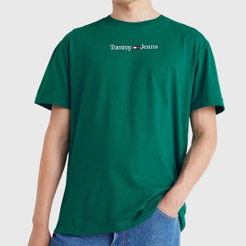 T Shirt Tommy Jeans vert avec logo brodé