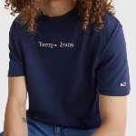 T Shirt Tommy Jeans bleu marine avec logo brodé