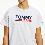 T Shirt Tommy Jeans gris grand logo